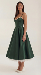 Annalise | Women's Fit And Flare Midi Dress | Spaghetti Strap Bridal Shower Dress-Women Dress-Pick NewYork