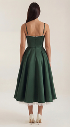 Annalise | Women's Fit And Flare Midi Dress | Spaghetti Strap Bridal Shower Dress-Women Dress-Pick NewYork