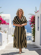 Arden | Women’s Striped Maxi Dress | Wrap V Neck Tie Waist Cruise Holiday Dress-Women Dress-Pick NewYork
