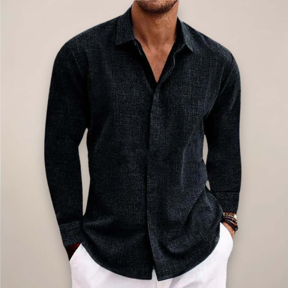 Asher | Men’s Long Sleeve Casual Shirt | Button Front Solid Color Everyday Wear-Men Shirt-Pick NewYork