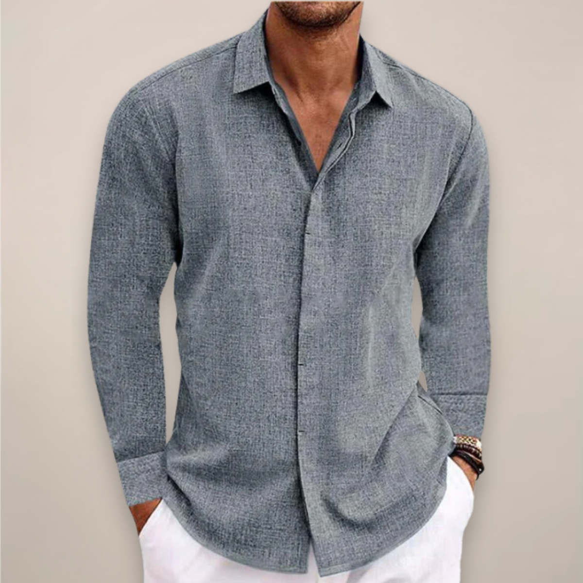 Asher | Men’s Long Sleeve Casual Shirt | Button Front Solid Color Everyday Wear-Men Shirt-Pick NewYork