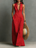 Aubrey | Women's Collared Maxi Dress | Sleeveless Button Front Vacation Wear-Women Dress-Pick NewYork