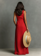 Aubrey | Women's Collared Maxi Dress | Sleeveless Button Front Vacation Wear-Women Dress-Pick NewYork