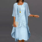 Aubrey | Women's Dress And Cardigan Set | Floral Lace Wedding Guest-Women Outfit Set-Pick NewYork