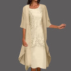 Aubrey | Women's Dress And Cardigan Set | Floral Lace Wedding Guest-Women Outfit Set-Pick NewYork