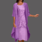 Aubrey | Women's Dress And Cardigan Set | Floral Lace Wedding Guest-Women Outfit Set-Pick NewYork