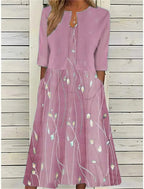 Aubrey | Women's Floral Print Outfit Set | Three Quarter Sleeve Jacket-Women Outfit Set-Pick NewYork