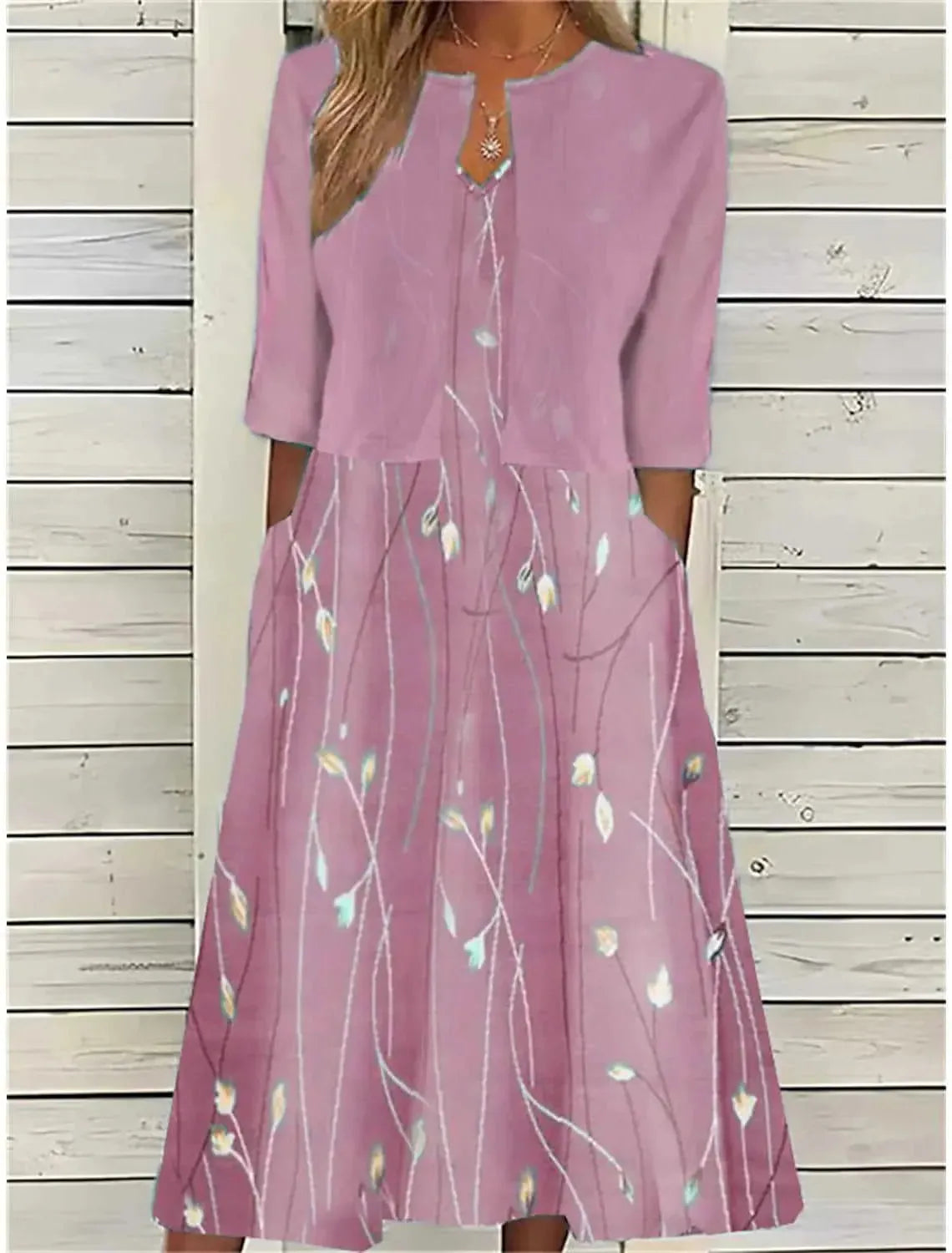 Aubrey | Women's Floral Print Outfit Set | Three Quarter Sleeve Jacket-Women Outfit Set-Pick NewYork