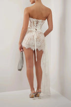 Aurélie | Women’s Lace Mini Dress | Corset Strapless Wedding Guest-Women Dress-Pick NewYork