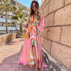 Aurora | Women’s Abstract Print Maxi Dress | Front Slit Resort Wear-Women Dress-Pick NewYork