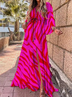 Aurora | Women’s Abstract Print Maxi Dress | Front Slit Resort Wear-Women Dress-Pick NewYork