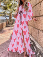 Aurora | Women’s Abstract Print Maxi Dress | Front Slit Resort Wear-Women Dress-Pick NewYork