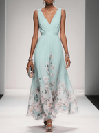 Aurora | Women's Floral Print Maxi Dress | Wide Straps V Neck-Women Dress-Pick NewYork