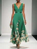 Aurora | Women's Floral Print Maxi Dress | Wide Straps V Neck-Women Dress-Pick NewYork