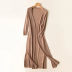 Autumn | Women's Long Cardigan | Open Front Three Quarter Sleeve-Women Cardigan-Pick NewYork