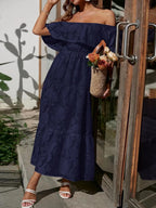 Ava | Women’s Off Shoulder Pattern Maxi Dress | Tiered Skirt Smocked Bodice Wedding Guest-Women Dress-Pick NewYork