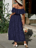 Ava | Women’s Off Shoulder Pattern Maxi Dress | Tiered Skirt Smocked Bodice Wedding Guest-Women Dress-Pick NewYork