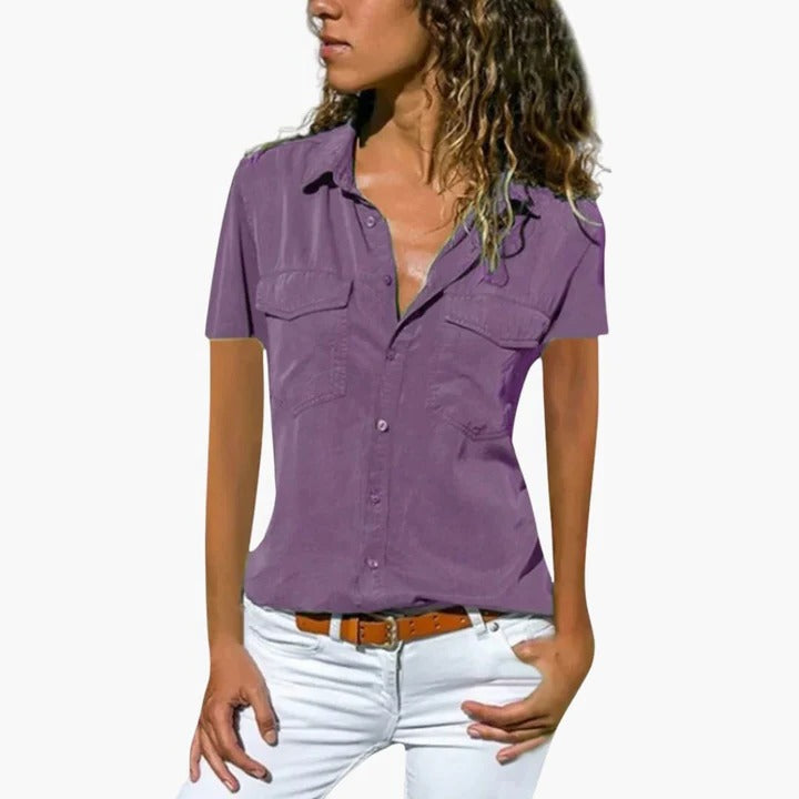 Avery | Women's Button Up Shirt | Short Sleeve-Women Shirt-Pick NewYork