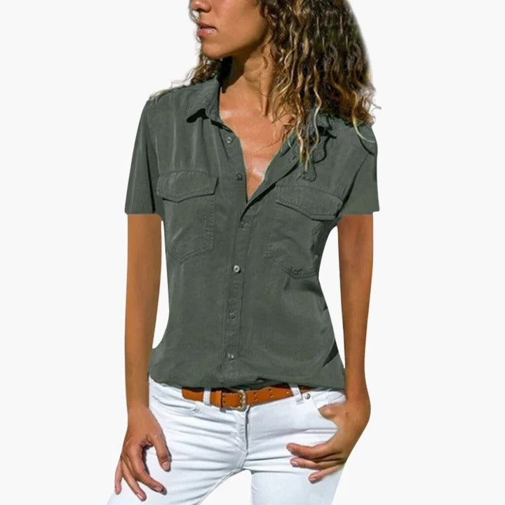 Avery | Women's Button Up Shirt | Short Sleeve-Women Shirt-Pick NewYork