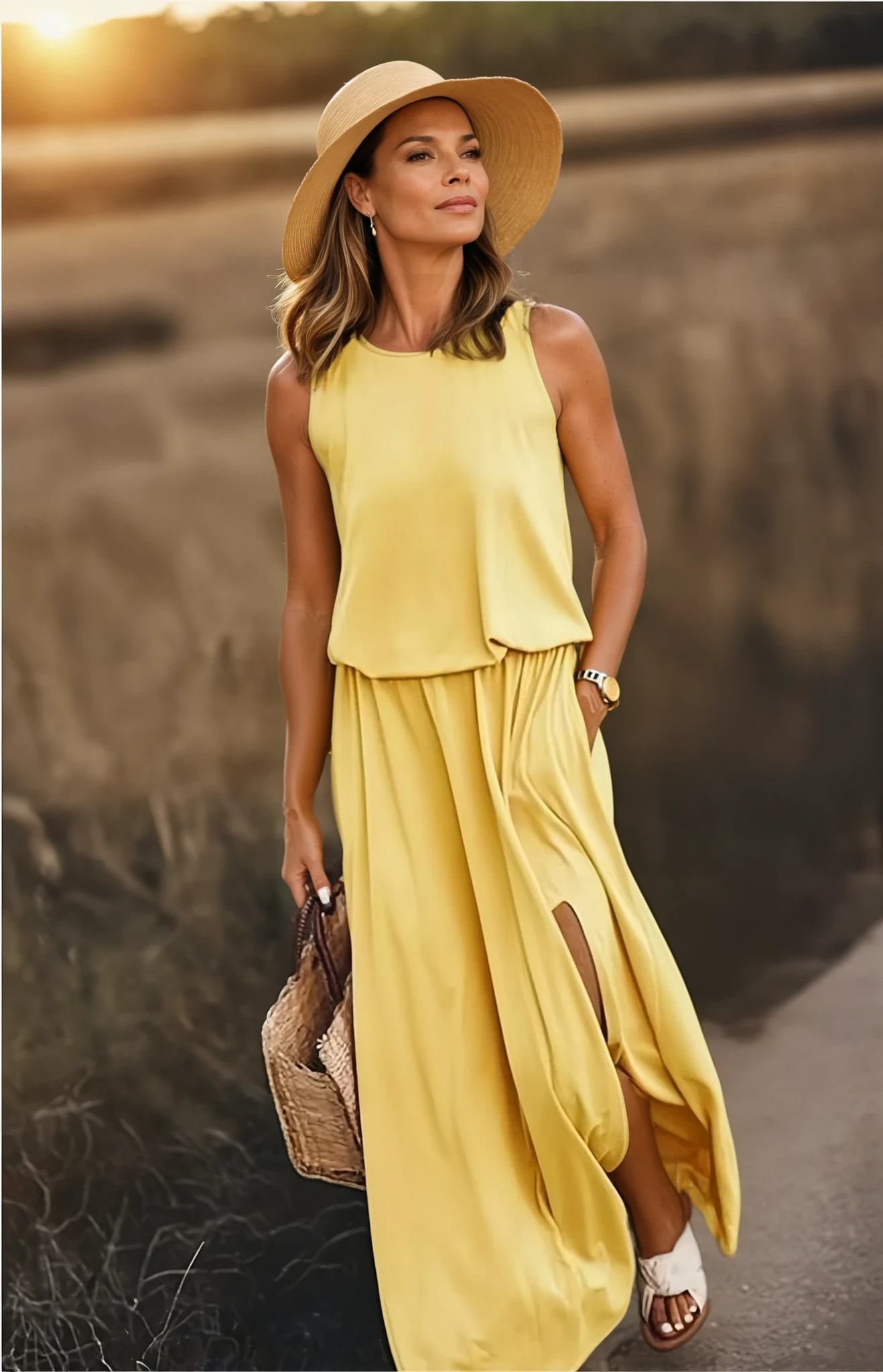 Avery | Women’s Sleeveless Maxi Dress | Side Slit Garden Party-Women Dress-Pick NewYork
