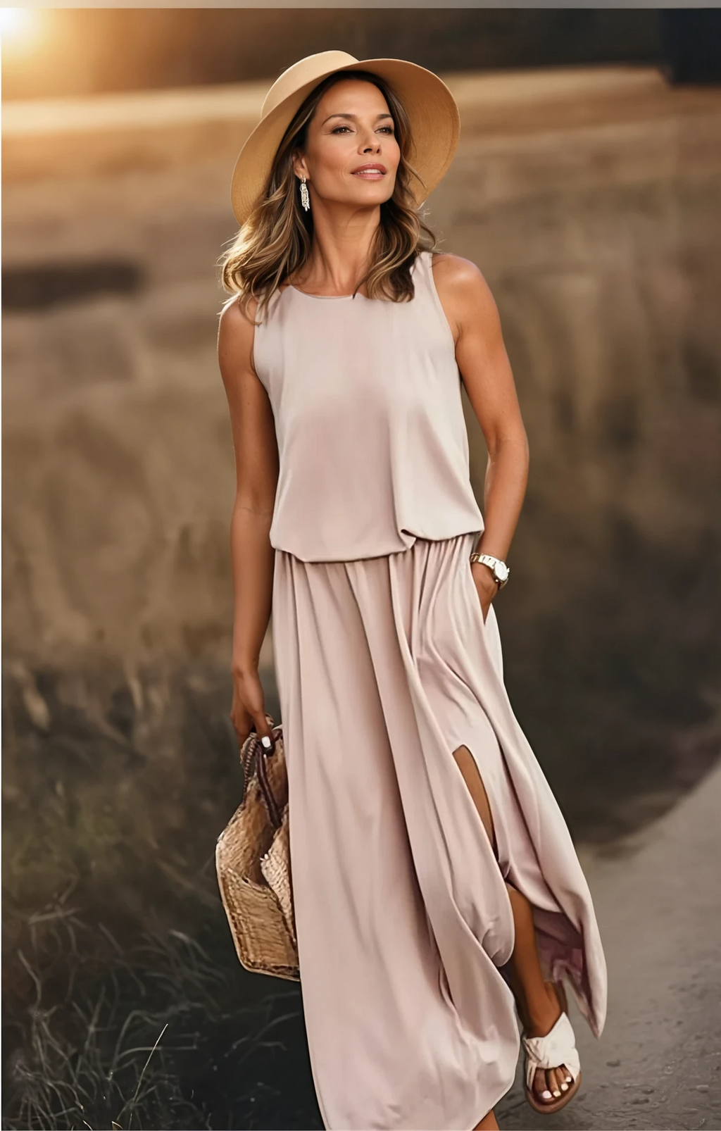Avery | Women’s Sleeveless Maxi Dress | Side Slit Garden Party-Women Dress-Pick NewYork