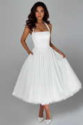 Bianca | Women's Fit And Flare Midi Dress | Halter Neck Full Skirt-Women Dress-Pick NewYork