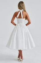 Bianca | Women's Fit And Flare Midi Dress | Halter Neck Full Skirt-Women Dress-Pick NewYork
