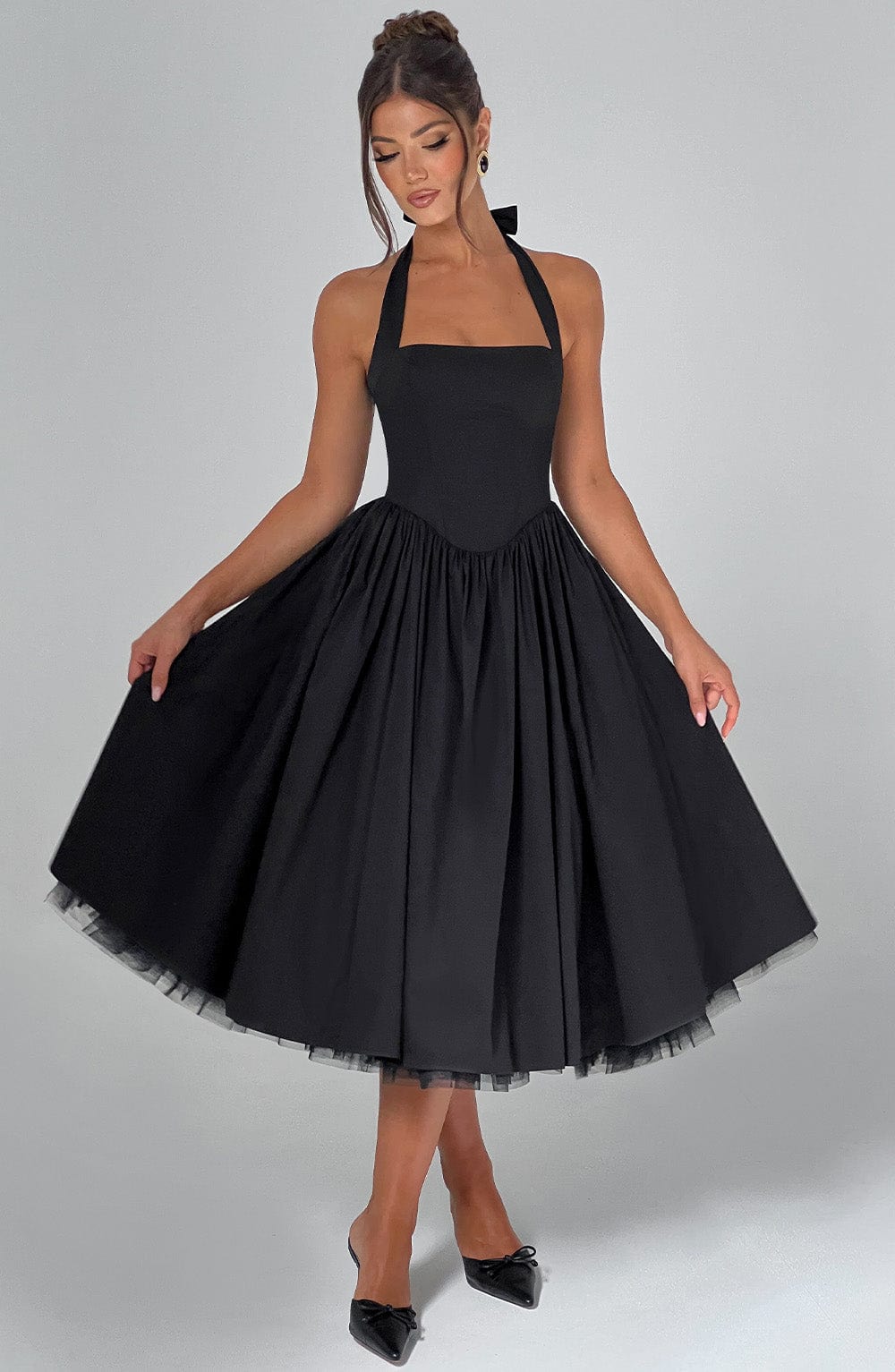 Bianca | Women's Fit And Flare Midi Dress | Halter Neck Full Skirt-Women Dress-Pick NewYork