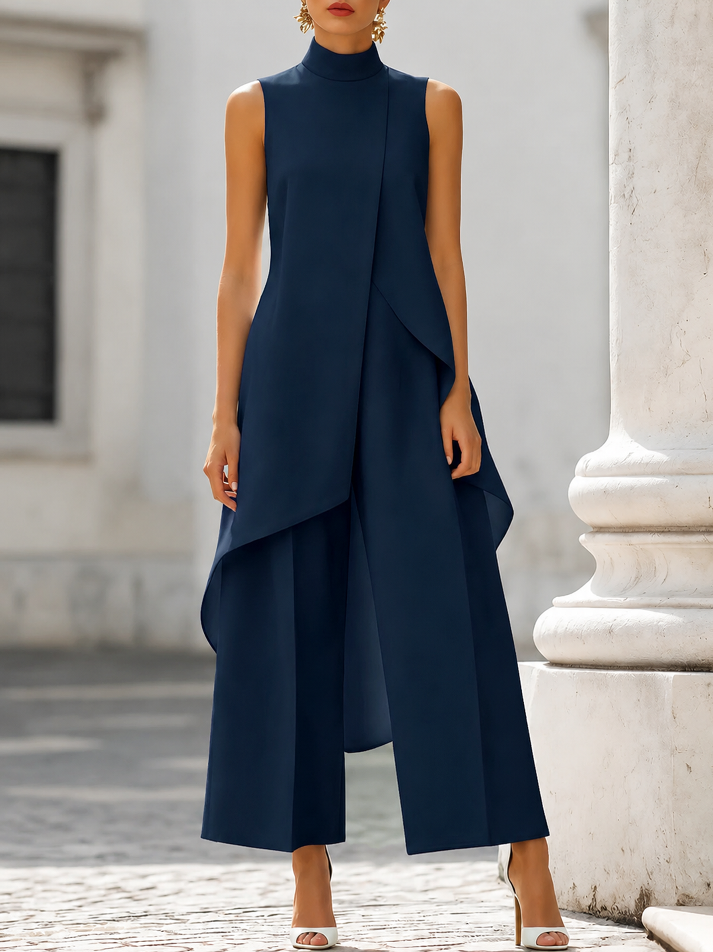 Bianca | Women’s Sleeveless Pants Set | High Neck Cocktail Party-Women Outfit Set-Pick NewYork