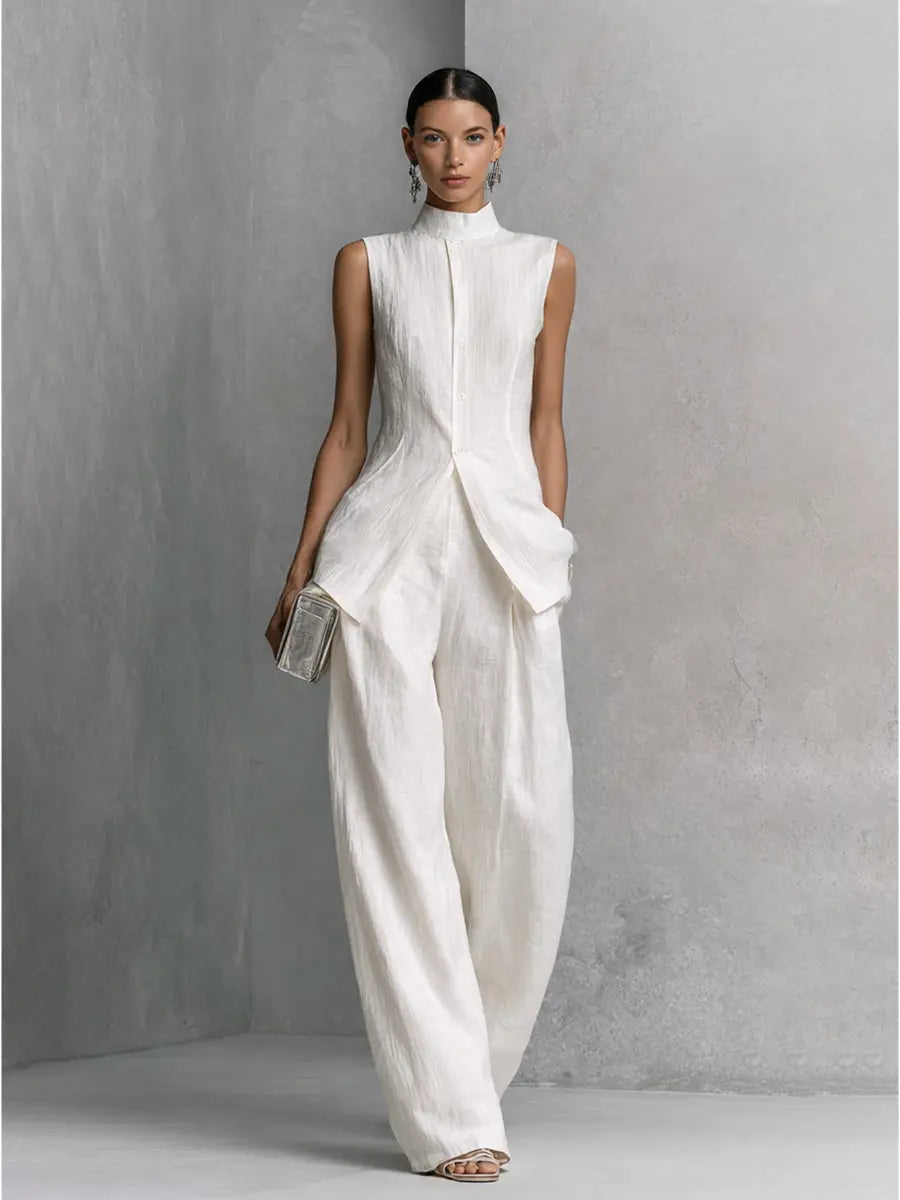 Bianca | Women’s Sleeveless Pants Set | High Neck Evening Event-Women Outfit Set-Pick NewYork