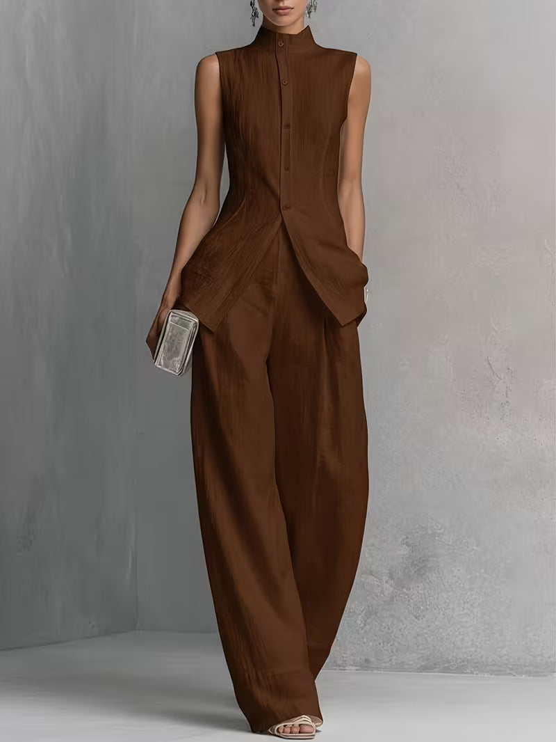 Bianca | Women’s Sleeveless Pants Set | High Neck Evening Event-Women Outfit Set-Pick NewYork