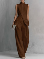 Bianca | Women’s Sleeveless Pants Set | High Neck Evening Event-Women Outfit Set-Pick NewYork