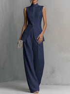 Bianca | Women’s Sleeveless Pants Set | High Neck Evening Event-Women Outfit Set-Pick NewYork