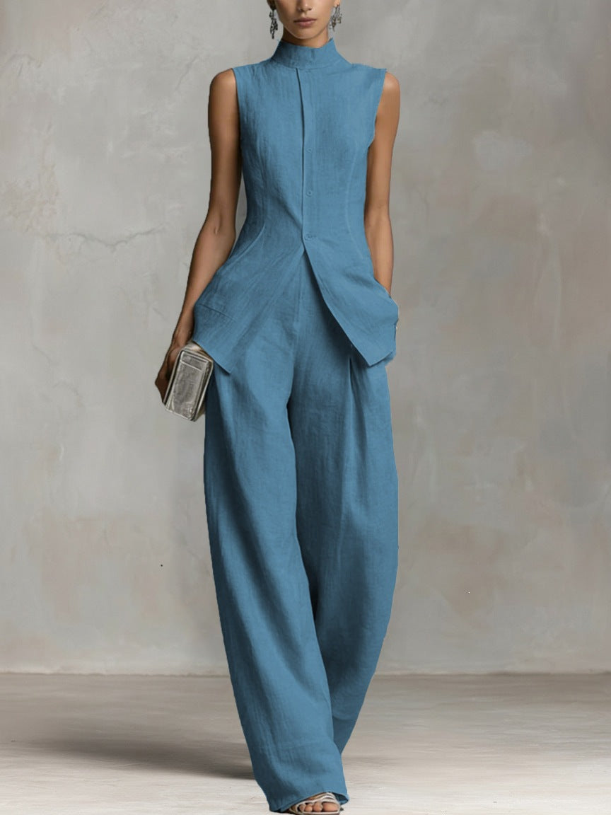 Bianca | Women’s Sleeveless Pants Set | High Neck Evening Event-Women Outfit Set-Pick NewYork