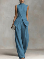 Bianca | Women’s Sleeveless Pants Set | High Neck Evening Event-Women Outfit Set-Pick NewYork