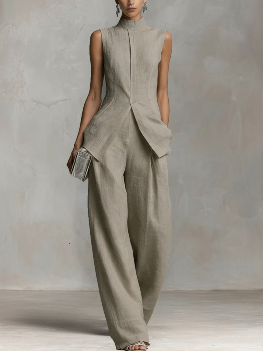 Bianca | Women’s Sleeveless Pants Set | High Neck Evening Event-Women Outfit Set-Pick NewYork