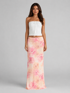 Blossom | Women's Floral Print Maxi Skirt | High Waist Slip-Women Skirt-Pick NewYork