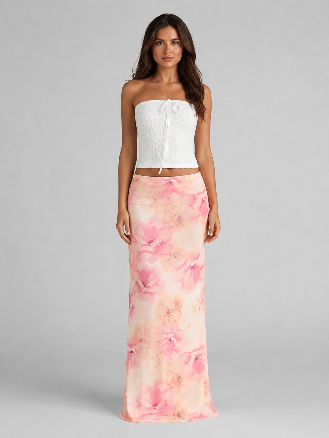 Blossom | Women's Floral Print Maxi Skirt | High Waist Slip-Women Skirt-Pick NewYork