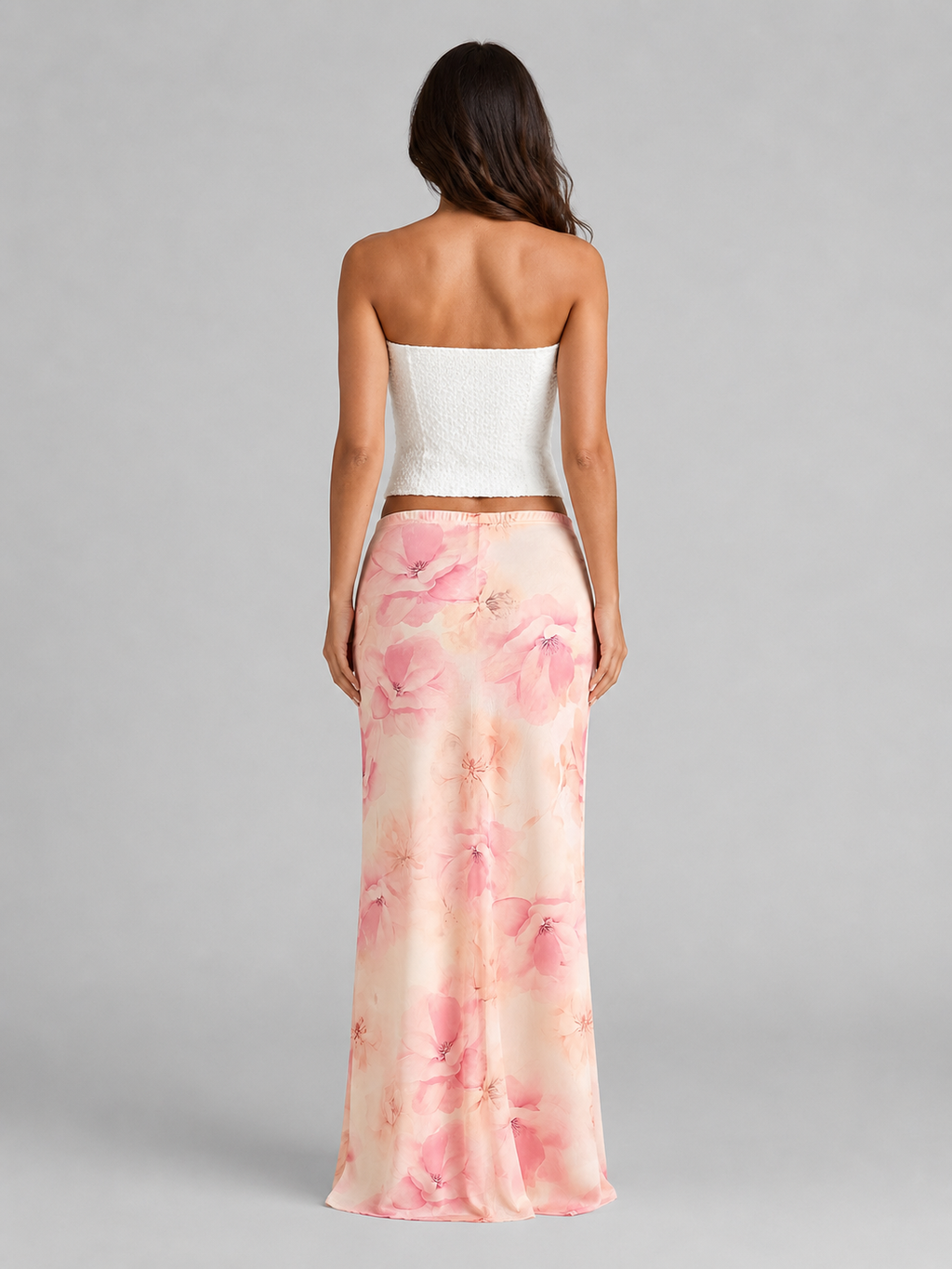 Blossom | Women's Floral Print Maxi Skirt | High Waist Slip-Women Skirt-Pick NewYork