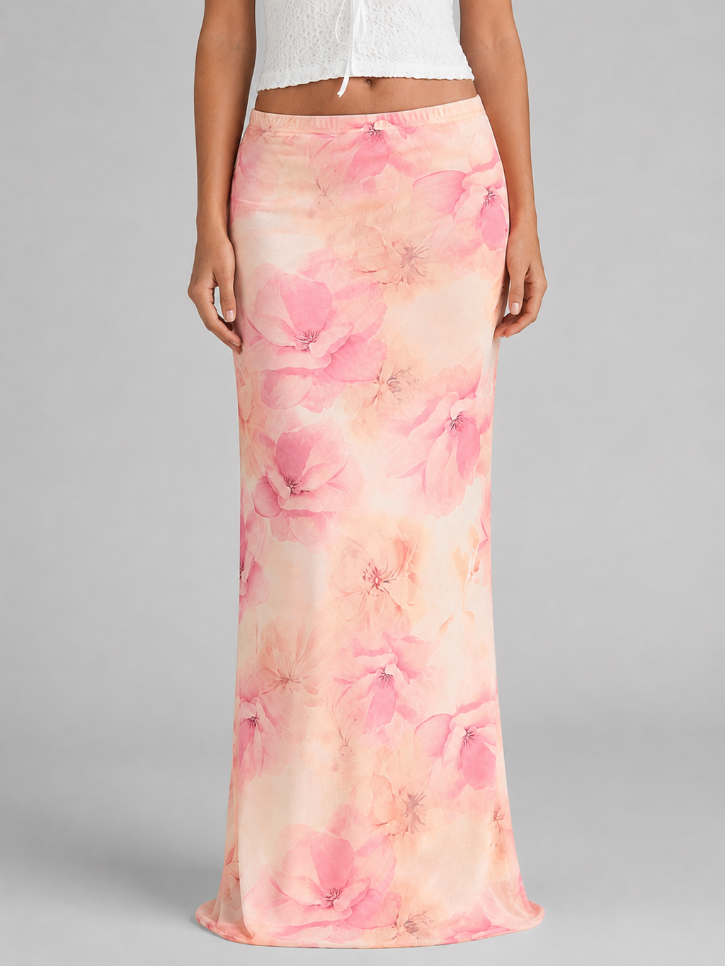 Blossom | Women's Floral Print Maxi Skirt | High Waist Slip-Women Skirt-Pick NewYork