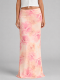 Blossom | Women's Floral Print Maxi Skirt | High Waist Slip-Women Skirt-Pick NewYork