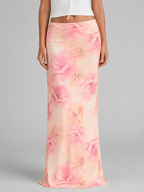 Blossom | Women's Floral Print Maxi Skirt | High Waist Slip-Women Skirt-Pick NewYork