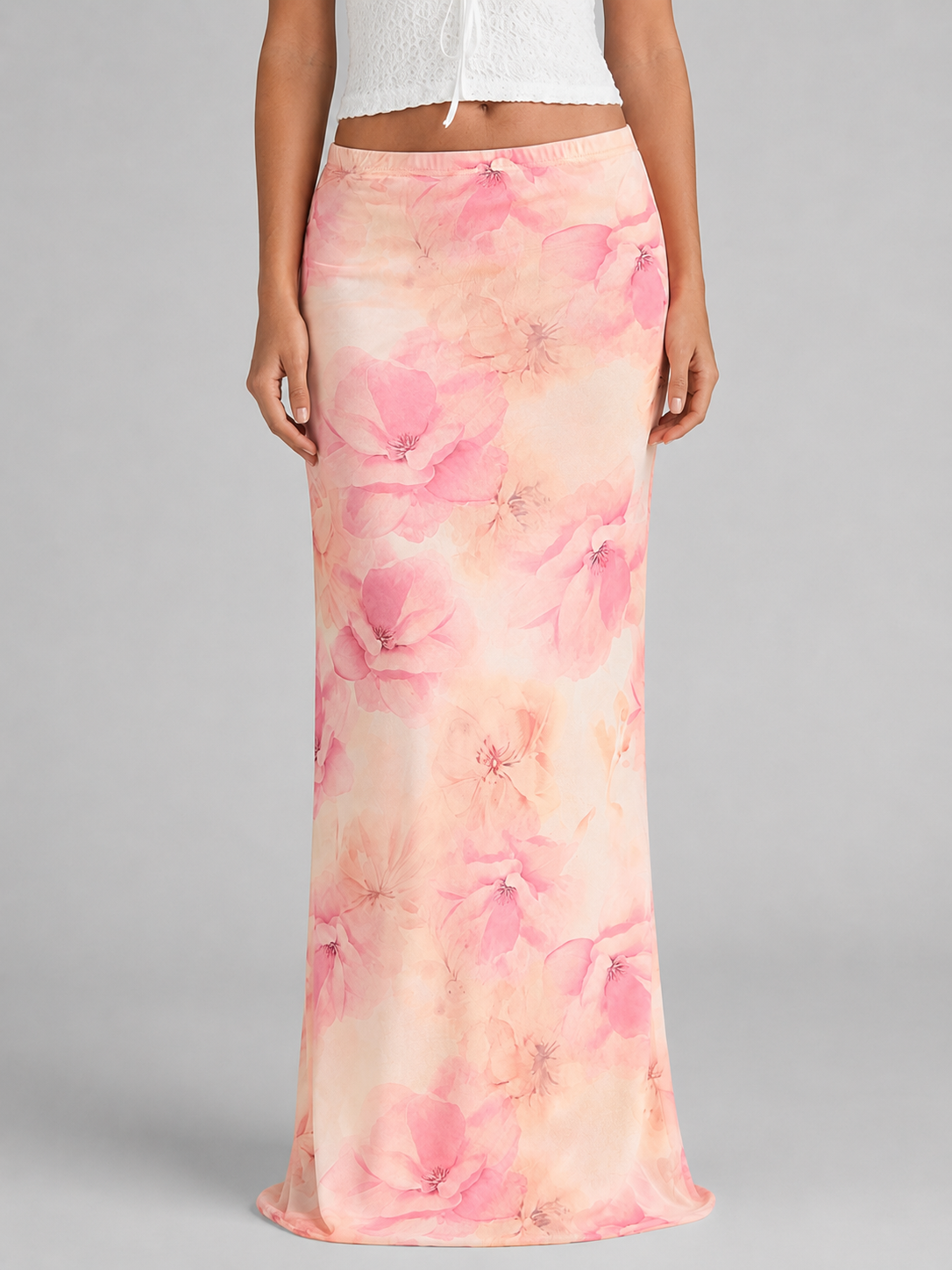 Blossom | Women's Floral Print Maxi Skirt | High Waist Slip-Women Skirt-Pick NewYork