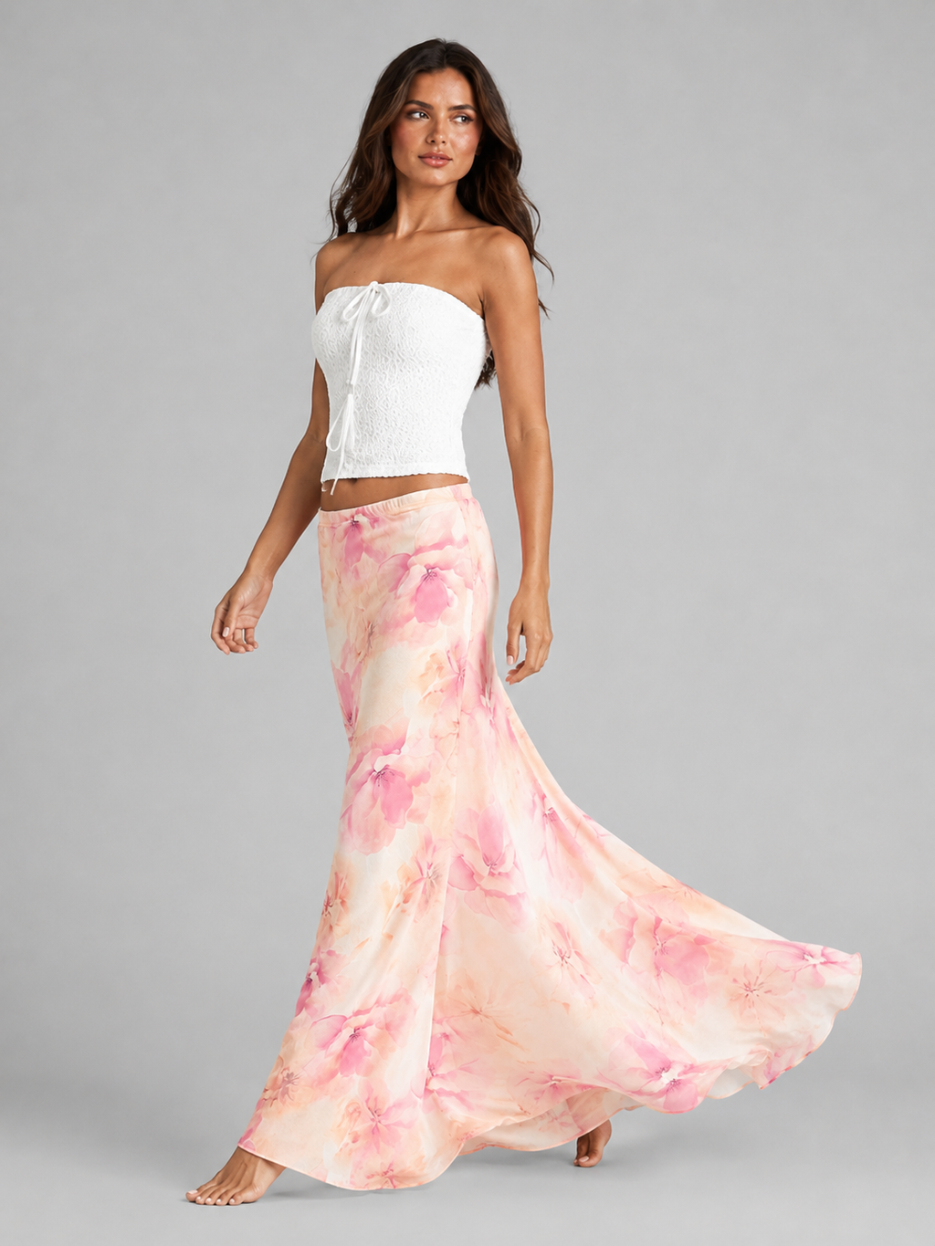 Blossom | Women's Floral Print Maxi Skirt | High Waist Slip-Women Skirt-Pick NewYork