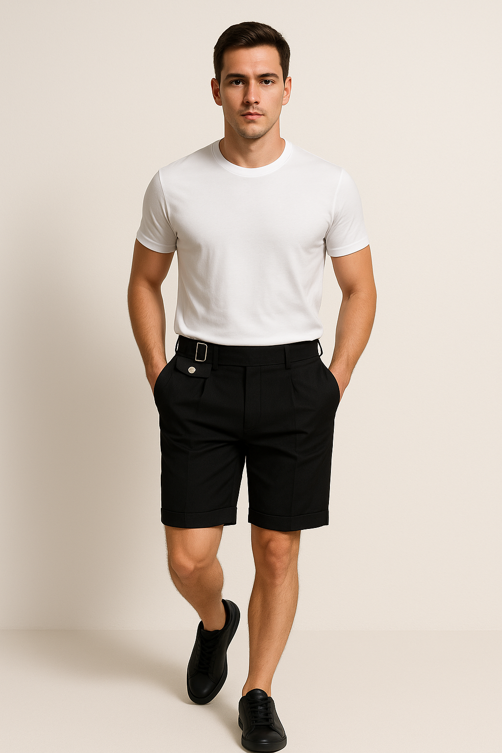 Brady | Men’s Tailored Shorts | Belted Waist Pleated Front Casual Wear-Men Shorts-Pick NewYork