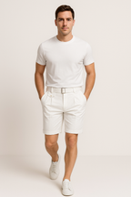 Brady | Men’s Tailored Shorts | Belted Waist Pleated Front Casual Wear-Men Shorts-Pick NewYork