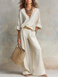 Brooke | Women’s Blouse And Pants Set | Wide Leg Vacation Outfit-Women Outfit Set-Pick NewYork
