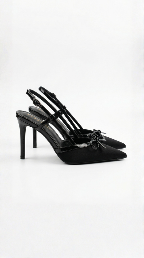 Camille | Women's Pointed Toe Slingback Heels | Bow Detail Evening Event Wear-Women Shoes-Pick NewYork