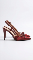 Camille | Women's Pointed Toe Slingback Heels | Bow Detail Evening Event Wear-Women Shoes-Pick NewYork