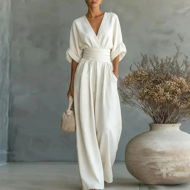 Camille | Women’s Wide Leg Jumpsuit | V Neck Wedding Guest-Women Jumpsuit-Pick NewYork